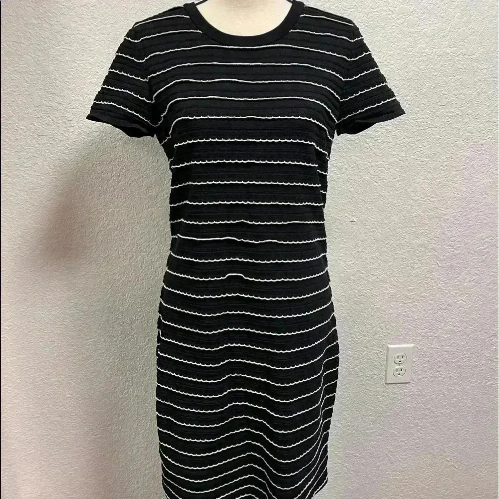 Ruffled Stripe Stretch Viscose Dress
